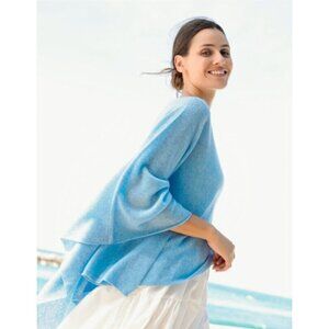 Claudia Nichole Cashmere Dress Topper Poncho Shawl Wrap Blue